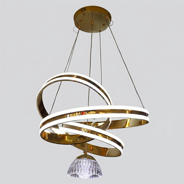 Golden LED Ring Chandelier