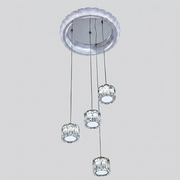 Modern Chrome Cylinder Crystal Pendant
