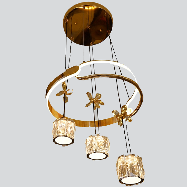 Golden Halo Crystal Cascade Chandelier