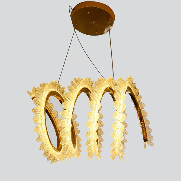 Golden Spiral Leaf LED Chandelier