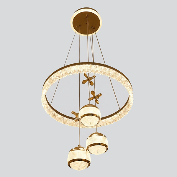 Golden Halo & Crystal Globe Chandelier