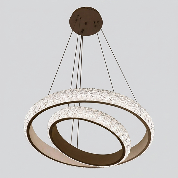 Modern Frost-Ring Dual Chandelier
