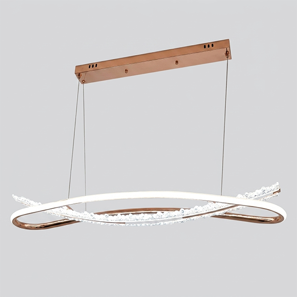 Modern Rose Gold Interlocking Halo LED Chandelier