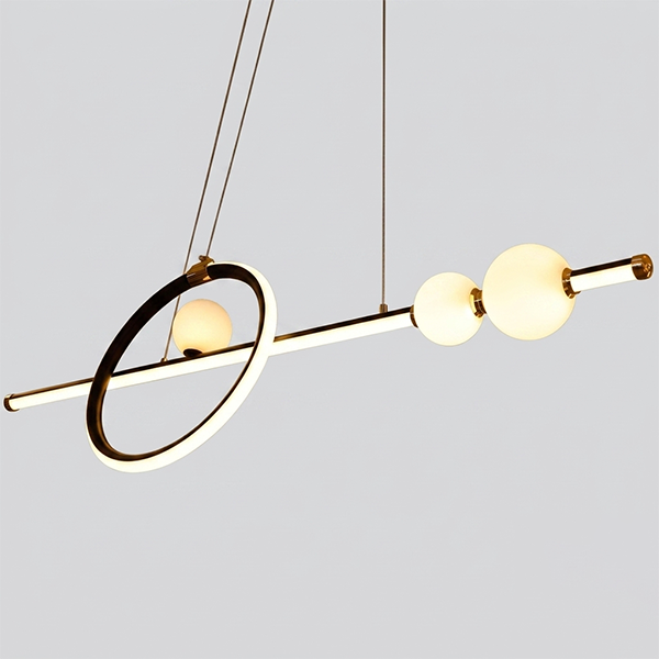 Modern Linear LED Pendant Light with Globe Glass