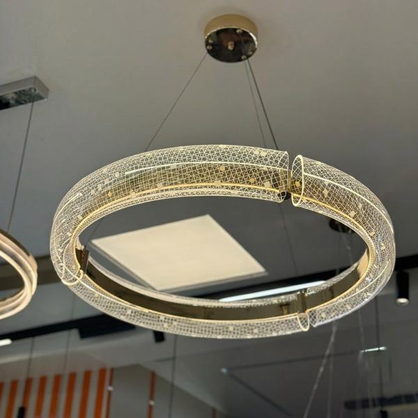 Modern Geometric Pattern LED Ring Chandelier