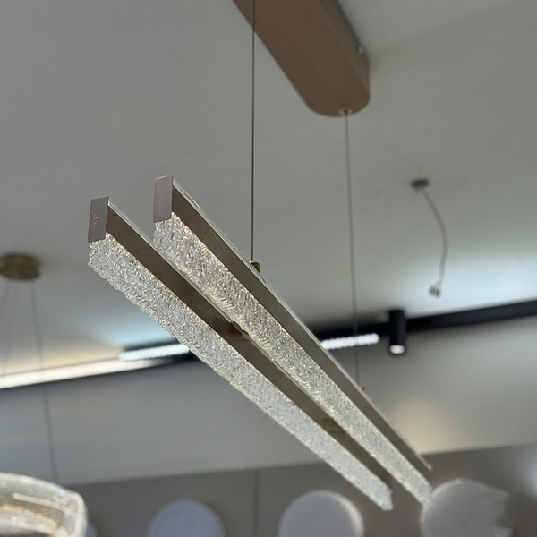 Modern Double-Linear Ice Crystal LED Pendant Light
