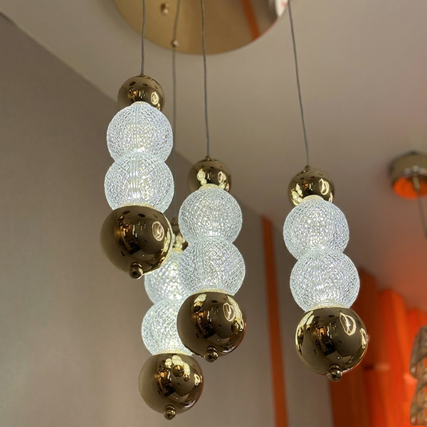 Modern Beaded Crystal LED Cluster Chandelier