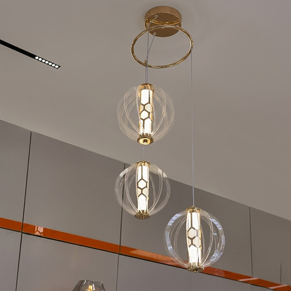 Modern 3-Light Spiral Cage LED Chandelier