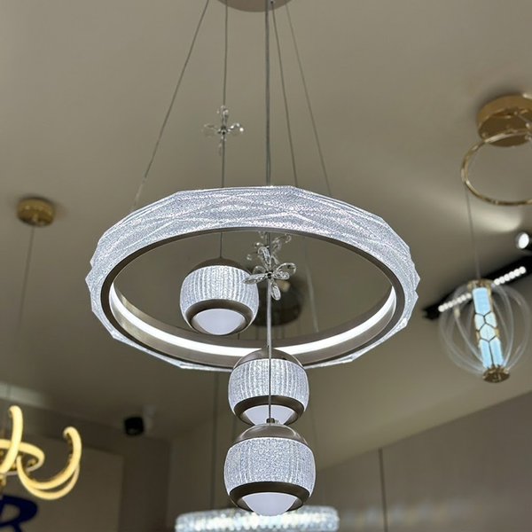 Modern Ring & Sphere Chandelier