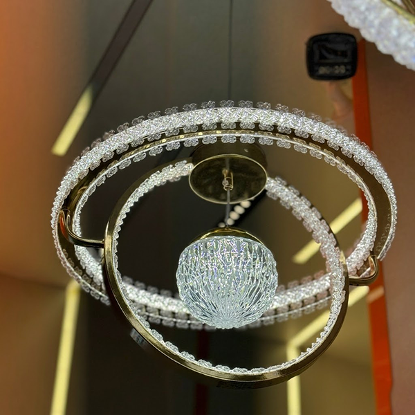 Modern Crystal Ring & Sphere LED Chandelier