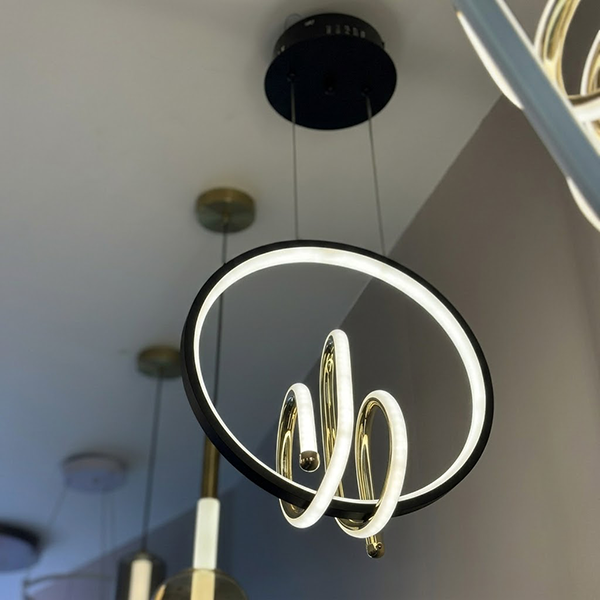 Modern Ring LED Chandelier with Inner Spiral